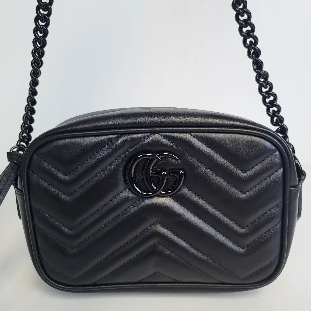 Gucci Marmot Mini Shoulder Bag Black Leather - Picture 1 of 16